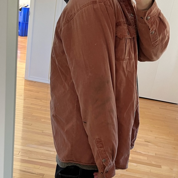 Wind River Brown/Orange Fuzzy Fall Shacket - Picture 4 of 8